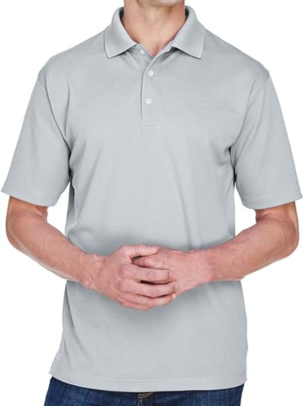 NEW Ultraclub Men’s Silver Performance Polo Shirt